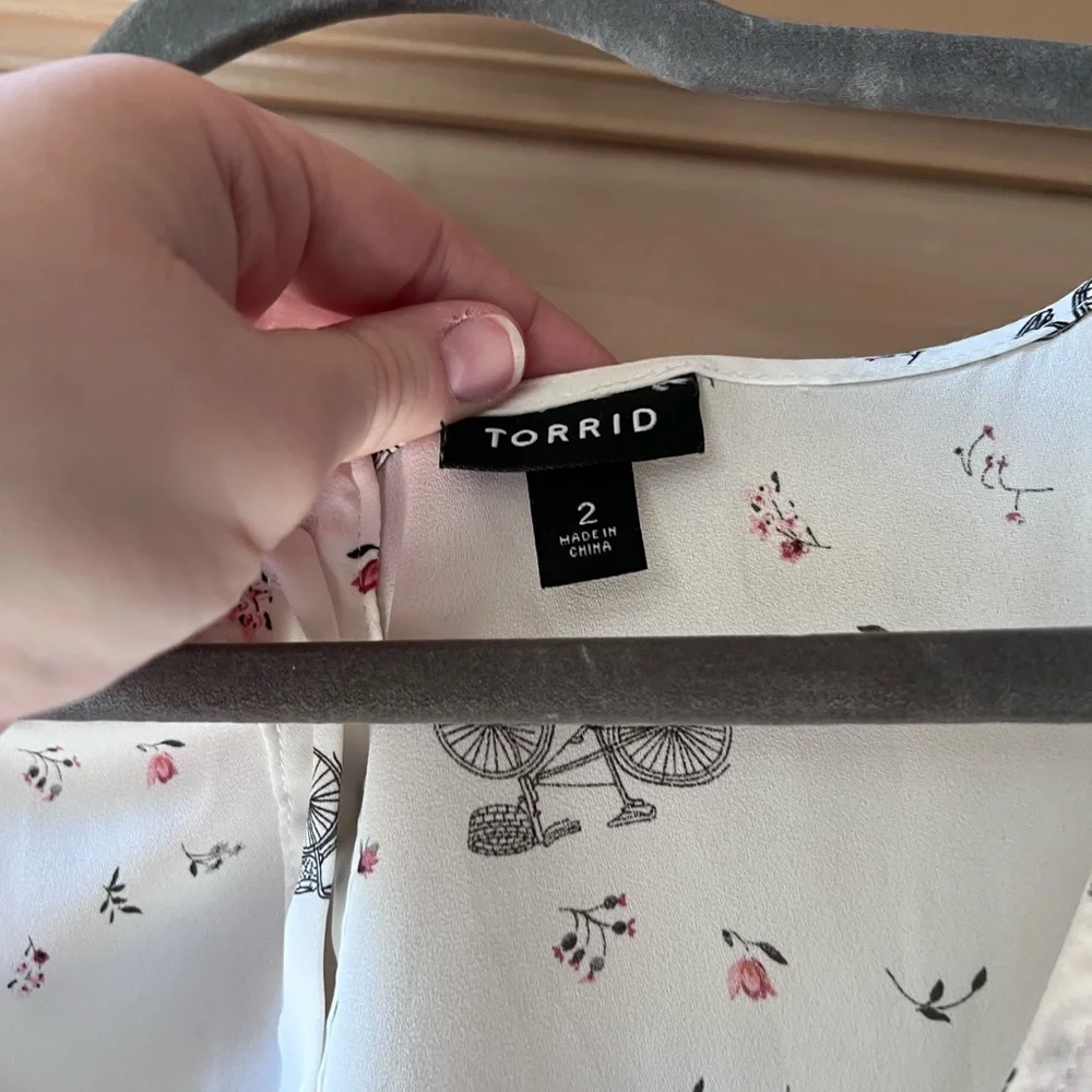 White Bicycle Print Blouse - Picture 2 of 7